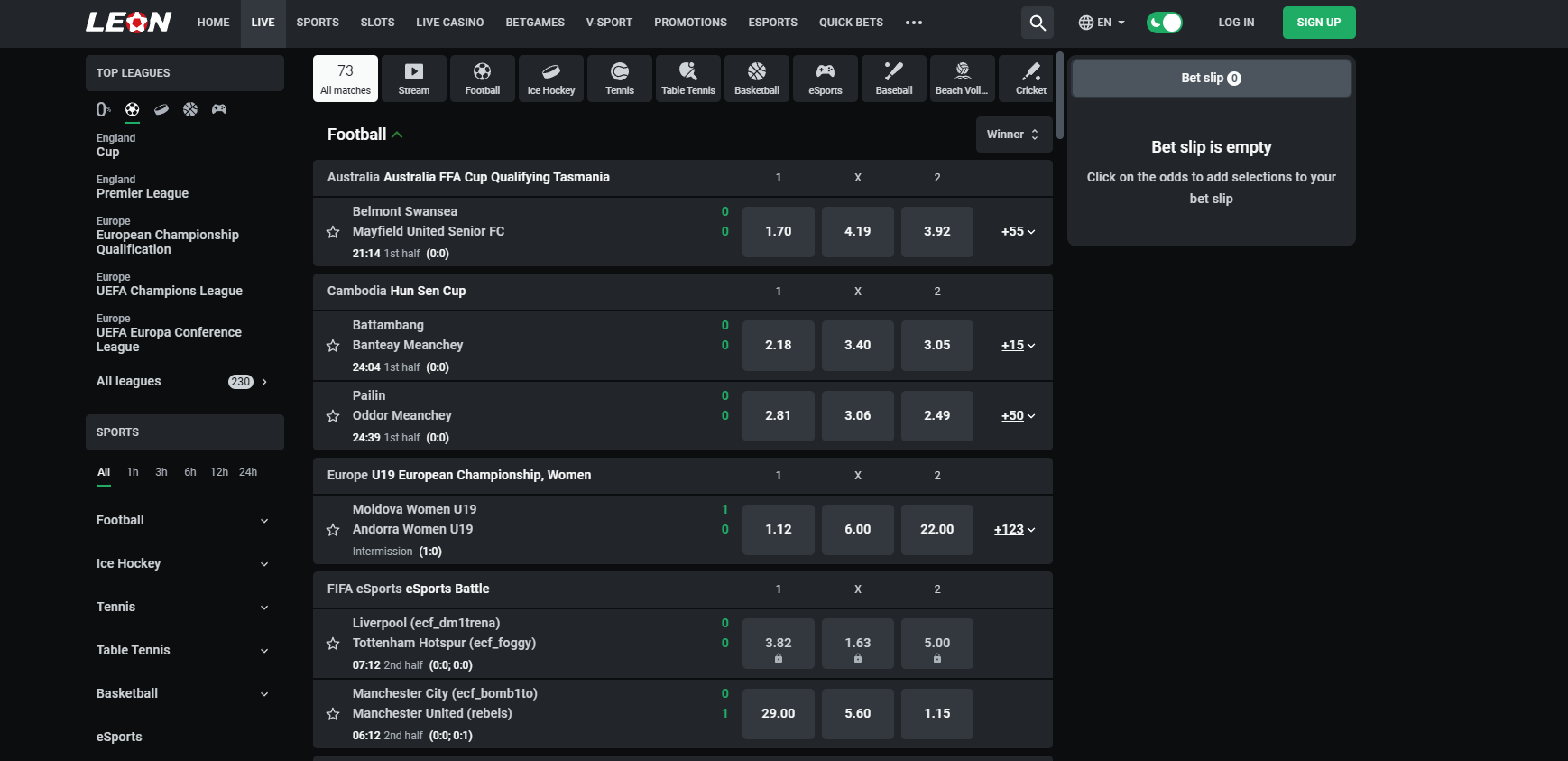 Live Sports Betting - In Play Betting at Leonbet - Leonbet